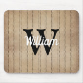 Tan Vintag Pinstripe Retro Black Monogram Mousepad (Vorne)