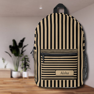 Tan Vintag Strip Name Bedruckter Rucksack