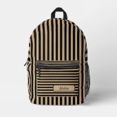 Tan Vintag Strip Name Bedruckter Rucksack (Vorderseite)