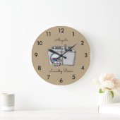 Tan Wäscheservice Personalisiert Große Wanduhr (Zuhause)