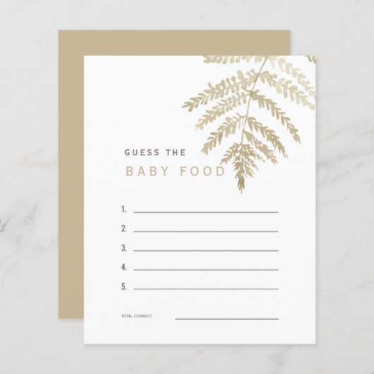 Tan Watercolor Foliage Ratet das Baby Food Game (Vorne/Hinten)