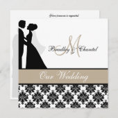 Tan Wedding Couple Hochzeit Einladung (Vorne/Hinten)