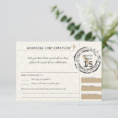 Tan Wedding RSVP Boarding Pass nach Mexiko Karte (Stehend Vorderseite)