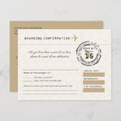 Tan Wedding RSVP Boarding Pass nach Mexiko Postkarte (Vorne/Hinten)