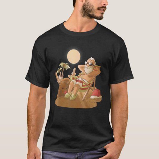 Tan Weihnachten im Juli Santa Reindeer Sonnenbaden T-Shirt (Vorderseite)