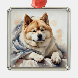 TAN & WEISSER AQUITATINTA AKITA-HUND ORNAMENT AUS METALL