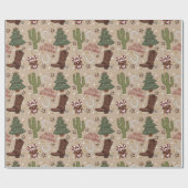 Tan Western Cowboy Christmas Wrapping Paper Geschenkpapier (Flach)