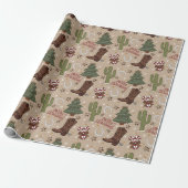 Tan Western Cowboy Christmas Wrapping Paper Geschenkpapier (Ungerollt)