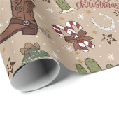 Tan Western Cowboy Christmas Wrapping Paper Geschenkpapier (Rolleneckpunkt)
