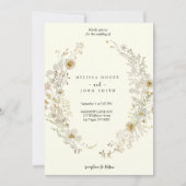 Tan White Flora Boho Wildblume Wedding Einladung (Vorderseite)