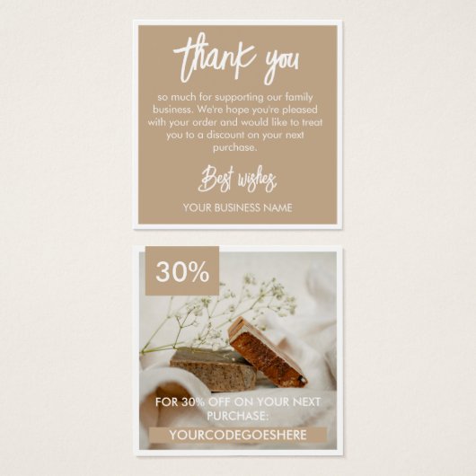 Tan White Foto & Promo Code Vielen Dank (Vorne & Hinten)