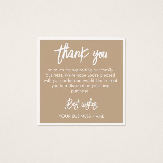 Tan White Foto & Promo Code Vielen Dank (Vorderseite)