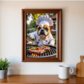 Tan White French Bulldog Grilling Koch Poster