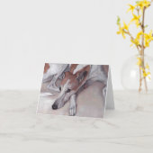 Tan & White Greyhound Hund Art Note Card Karte (Gelbe Blume)