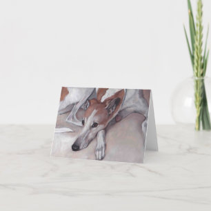 Tan & White Greyhound Hund Art Note Card Karte