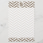 Tan White Herringbone Monogram Briefpapier (Vorderseite)