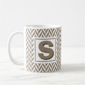 Tan White Herringbone Monogram Kaffeetasse (Links)