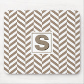 Tan White Herringbone Monogram Mousepad (Vorne)