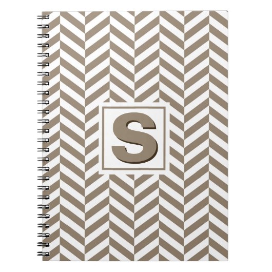 Tan White Herringbone Monogram Notizblock (Vorderseite)