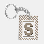 Tan White Herringbone Monogram Schlüsselanhänger (Vorderseite links)