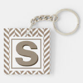 Tan White Herringbone Monogram Schlüsselanhänger (Rückseite)