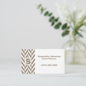 Tan White Herringbone Monogram Visitenkarte (Stehend Vorderseite)
