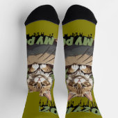 Tan & White Niedlich Cat Pot Design Socken (Oben)