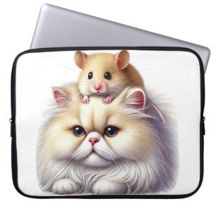 TAN & WHITE PERSIAN CAT MIT NIEDLICHEM BROWN HAMST LAPTOPSCHUTZHÜLLE