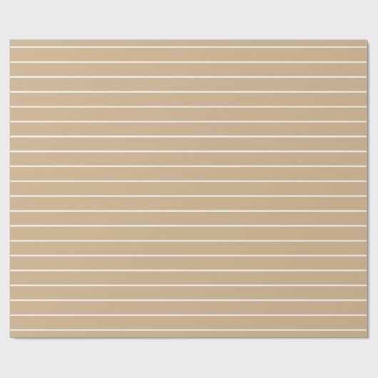 Tan White Thin Horizontal Streifen Geschenkpapier (Flach)