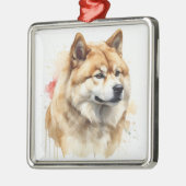 TAN & WHITE WATERCOLOR AKITA DOG ORNAMENT AUS METALL (Links)