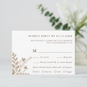 Tan & White Wildblume Hochzeitsmahl Auswahl RSVP Karte (Stehend Vorderseite)