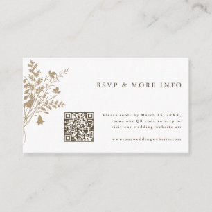 Tan & White Wildblume Wedding RSVP Begleitkarte