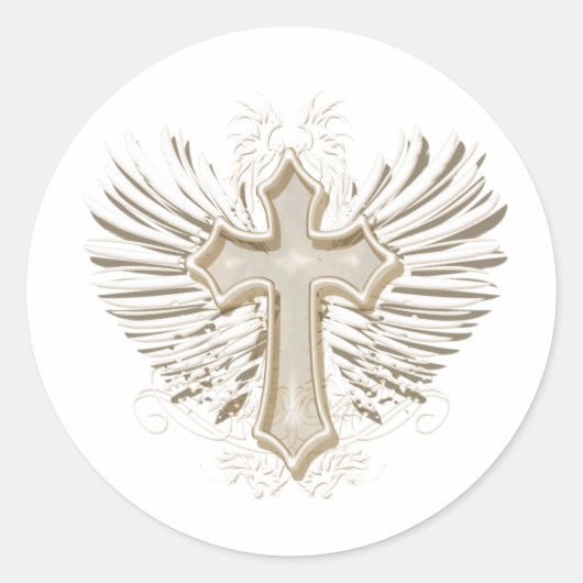 Tan Winged Cross Runder Aufkleber (Vorderseite)