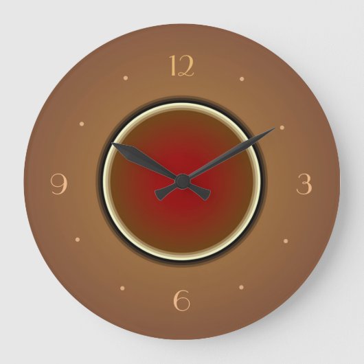 Tan with Red Centre>Simplistic Wall Clocks Große Wanduhr (Vorderseite)