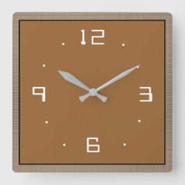 Tan with White Numerals >Plain Kitchen Clocks Quadratische Wanduhr