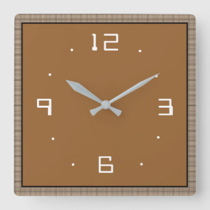 Tan with White Numerals >Plain Kitchen Clocks Quadratische Wanduhr