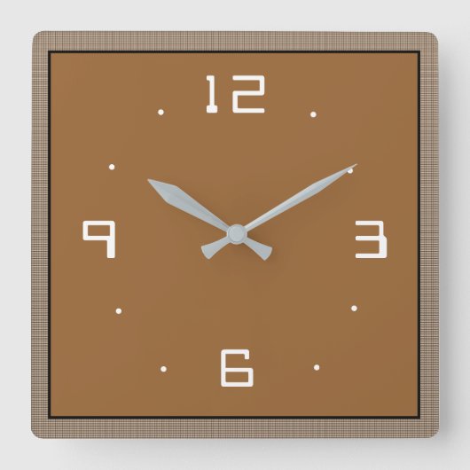 Tan with White Numerals >Plain Kitchen Clocks Quadratische Wanduhr (Vorderseite)
