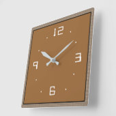 Tan with White Numerals >Plain Kitchen Clocks Quadratische Wanduhr (Winkel)