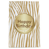Tan Zebra Stripes benutzerdefinierten Text Mittlere Geschenktüte (Vorderseite)