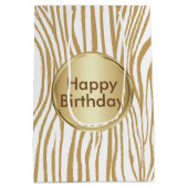 Tan Zebra Stripes benutzerdefinierten Text Mittlere Geschenktüte (Rückseite)