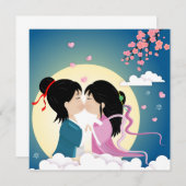 Tanabata Cowhere and Weaver Girl Button Postcard (Vorne/Hinten)