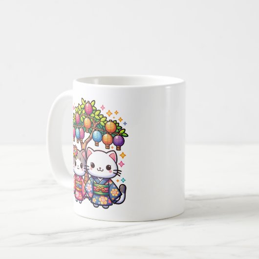Tanabata Kittens in Kimonos Kaffeetasse (Vorderseite Links)