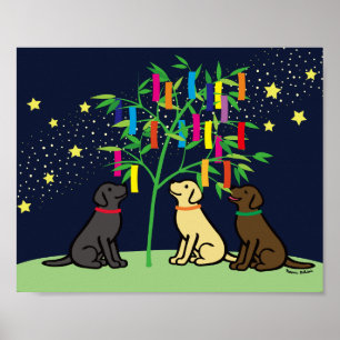 Tanabata Labrador Retriever Stars und Milky Way Poster