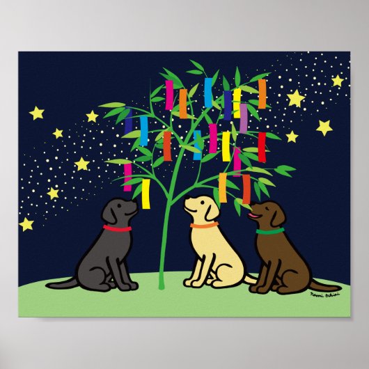 Tanabata Labrador Retriever Stars und Milky Way Poster (Vorne)