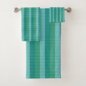 Tanager Türkis, Aquamarin Blue und Kelly Green Rep Badhandtuch Set (Insitu)