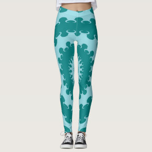 Tanager Türkis und Aquamariner Blauer Halbmond Kal Leggings