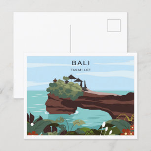 Tanah Lot Bali Indonesien Reiseort Illustration Postkarte