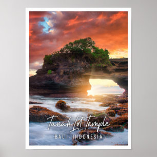 Tanah Lot Tempel bei Sonnenuntergang in Bali Poster