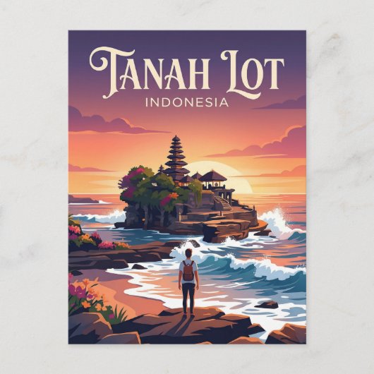 Tanah Lot Tempel Indonesien Postkarte (Vorderseite)