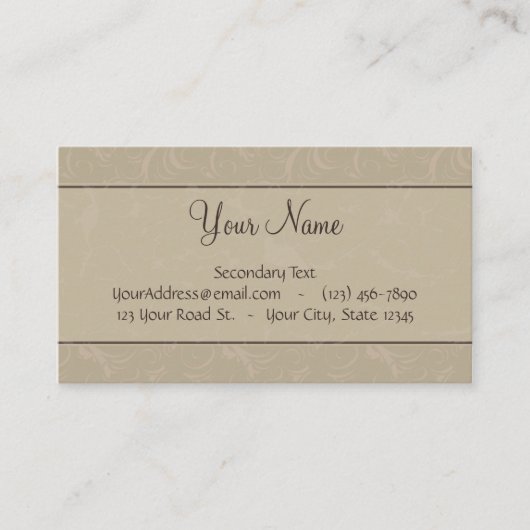 TANblumenBündel u. -streifen mit Monogramm Visitenkarte (Vorderseite)